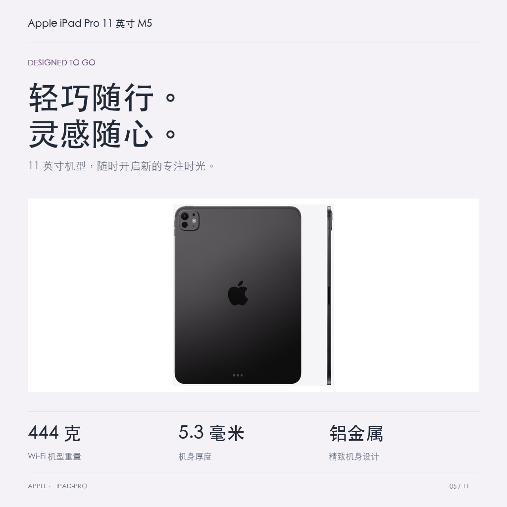 Apple iPad Pro 11 英寸 M5 · 05-design
