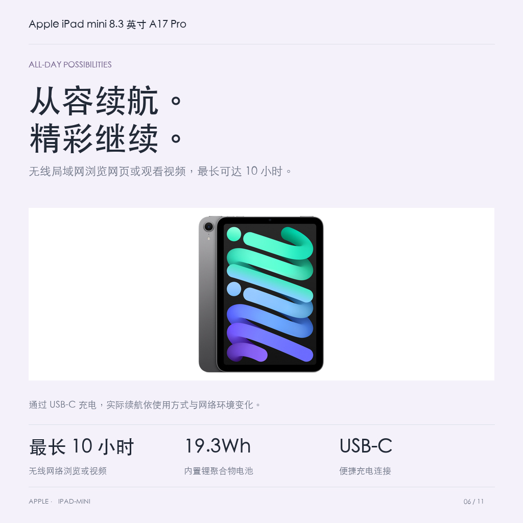 Apple iPad mini 8.3 英寸 A17 Pro · 06-battery