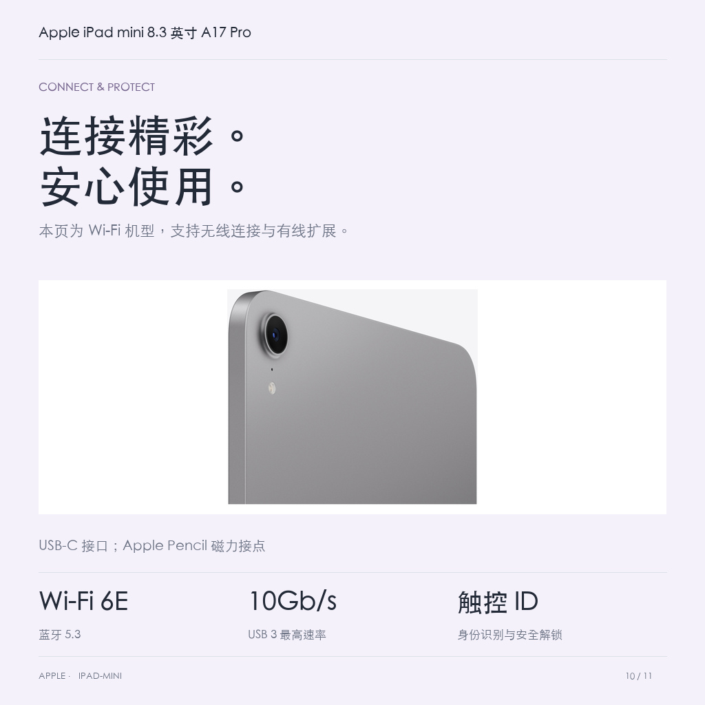 Apple iPad mini 8.3 英寸 A17 Pro · 10-connection-security