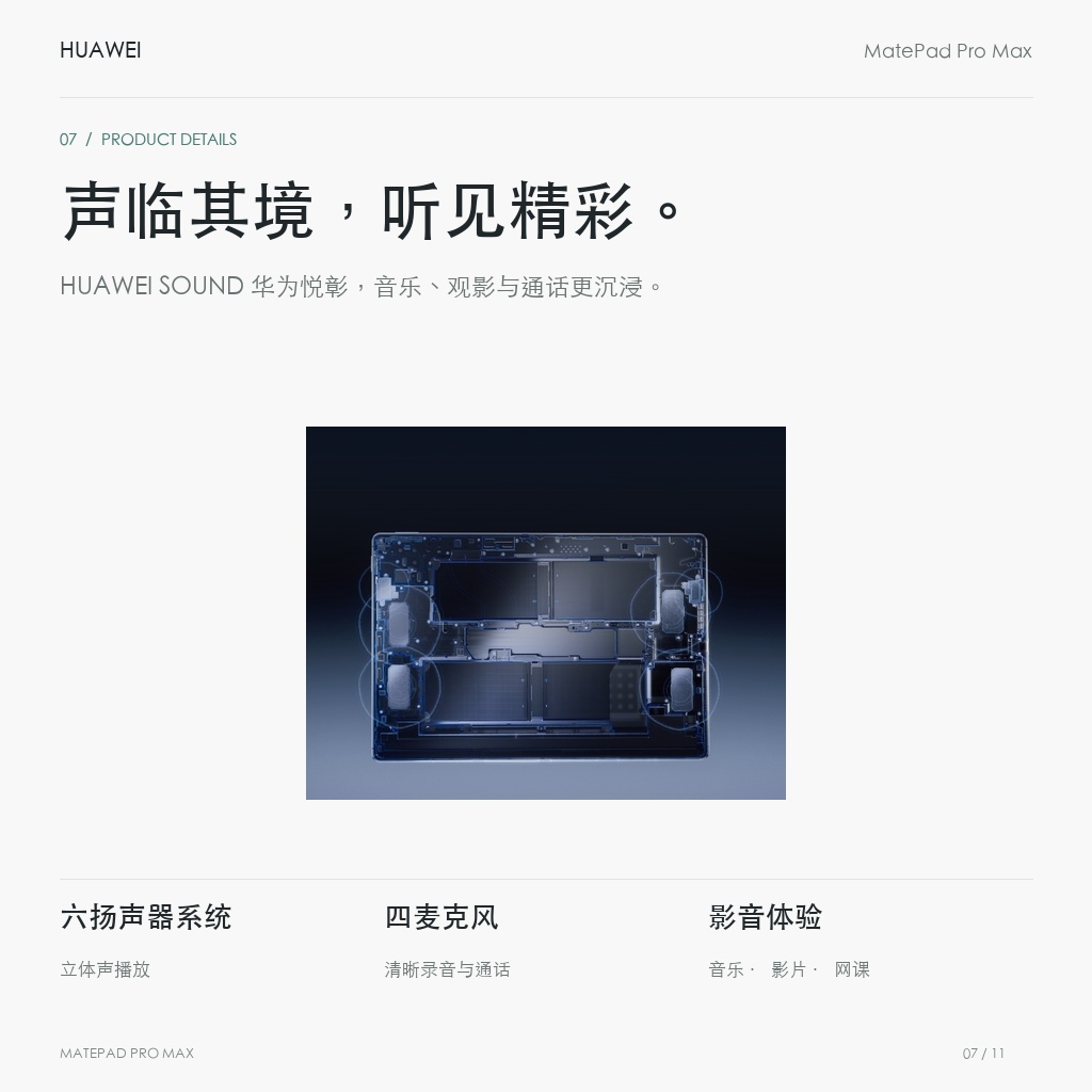 HUAWEI MatePad Pro Max 13.2英寸 声临其境，听见精彩。