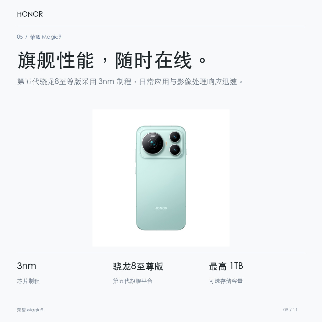 荣耀 Magic9 旗舰性能，随时在线。
