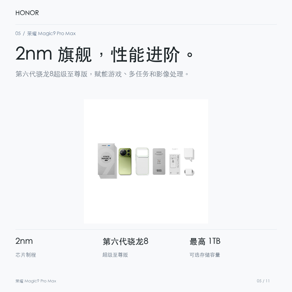 荣耀 Magic9 Pro Max 2nm 旗舰，性能进阶。