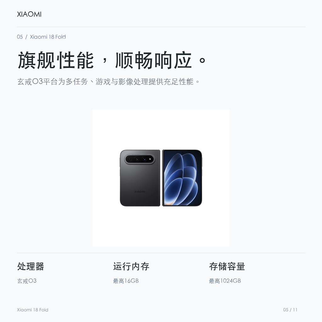 Xiaomi 18 Fold 旗舰性能，顺畅响应。