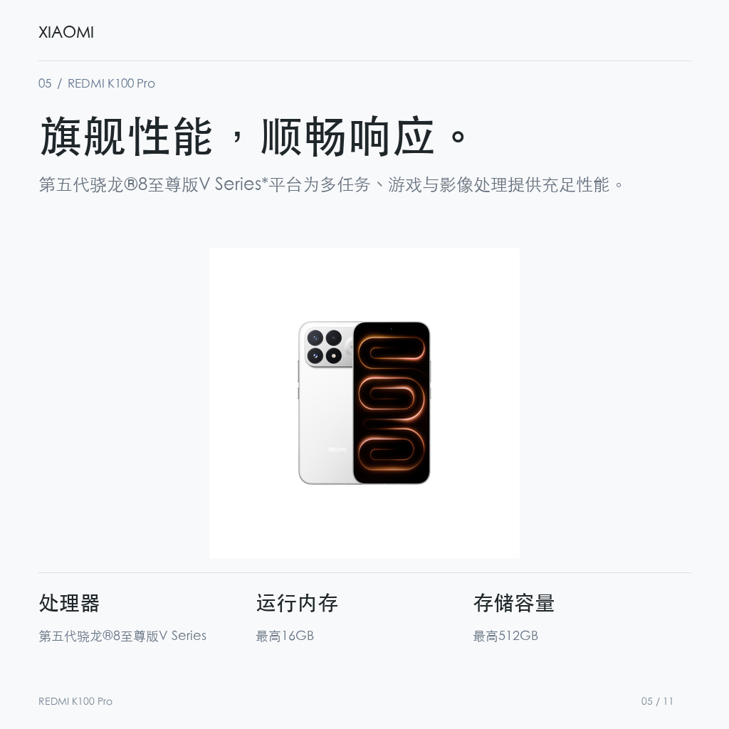 REDMI K100 Pro 旗舰性能，顺畅响应。