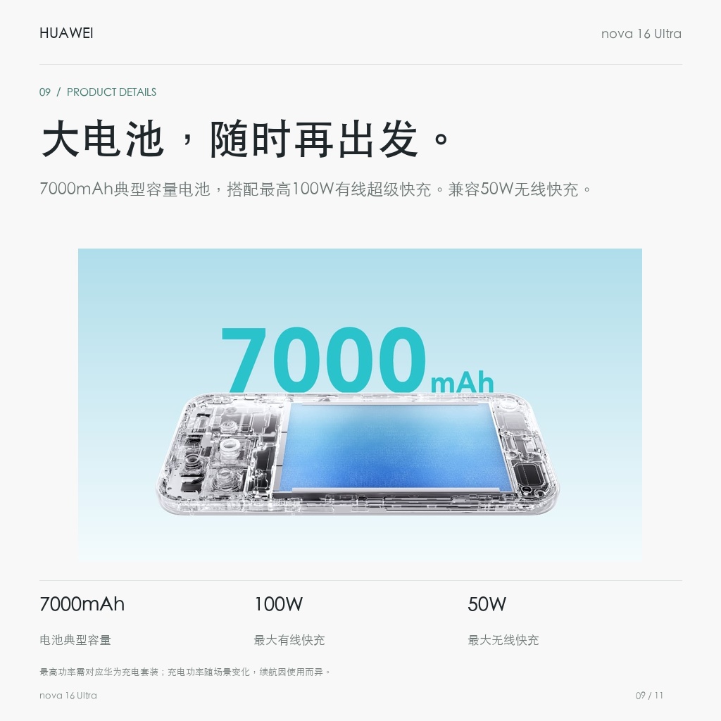 华为 nova 16 Ultra 大电池，随时再出发。