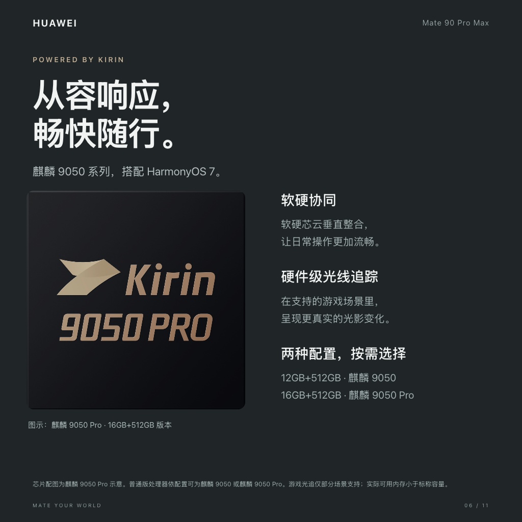 HUAWEI Mate 90 Pro Max · 麒麟芯与性能
