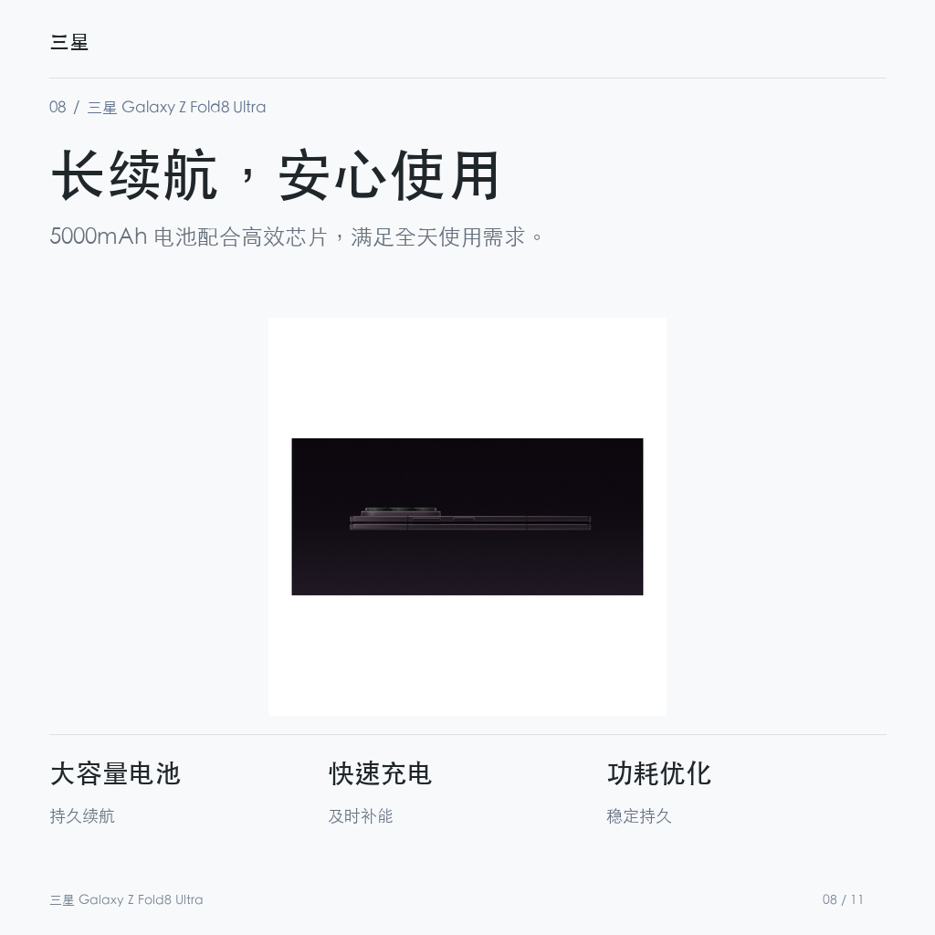 三星 Galaxy Z Fold8 Ultra 长续航，安心使用