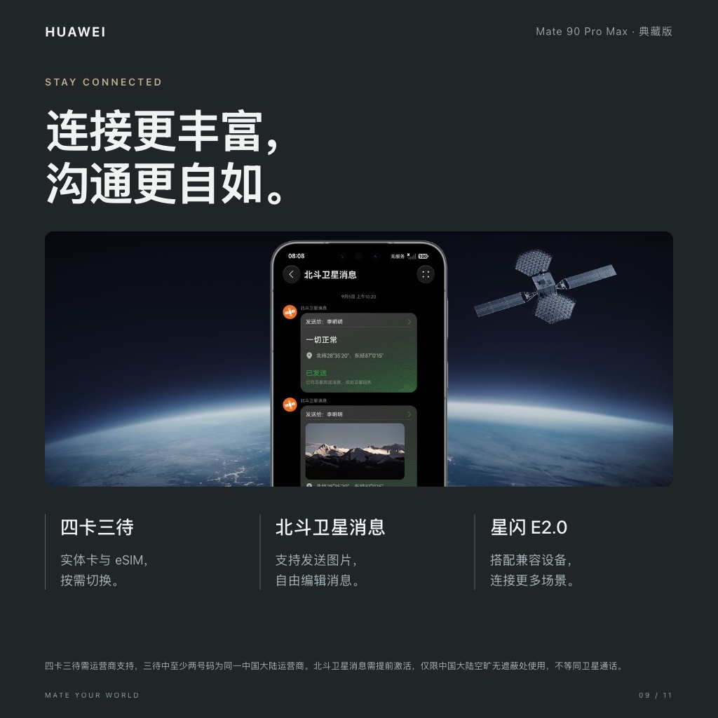 HUAWEI Mate 90 Pro Max 典藏版 · 通信与连接