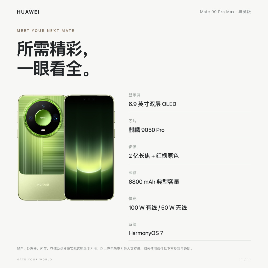 HUAWEI Mate 90 Pro Max 典藏版 · 核心参数一览