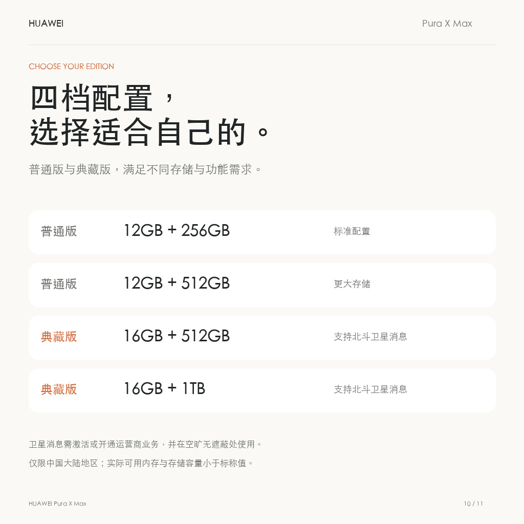 普通版和典藏版四档内存存储配置