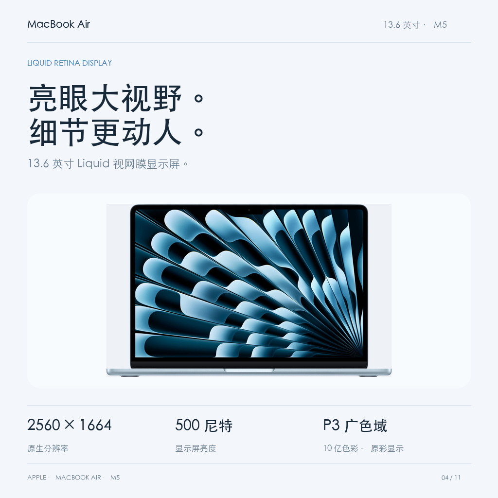 13.6英寸Liquid视网膜显示屏，500尼特亮度