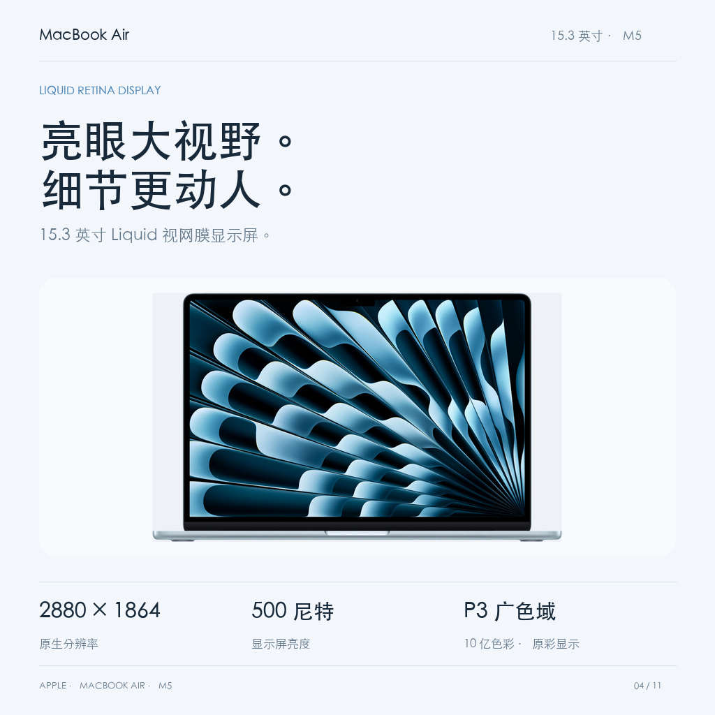 15.3英寸Liquid视网膜显示屏，500尼特亮度
