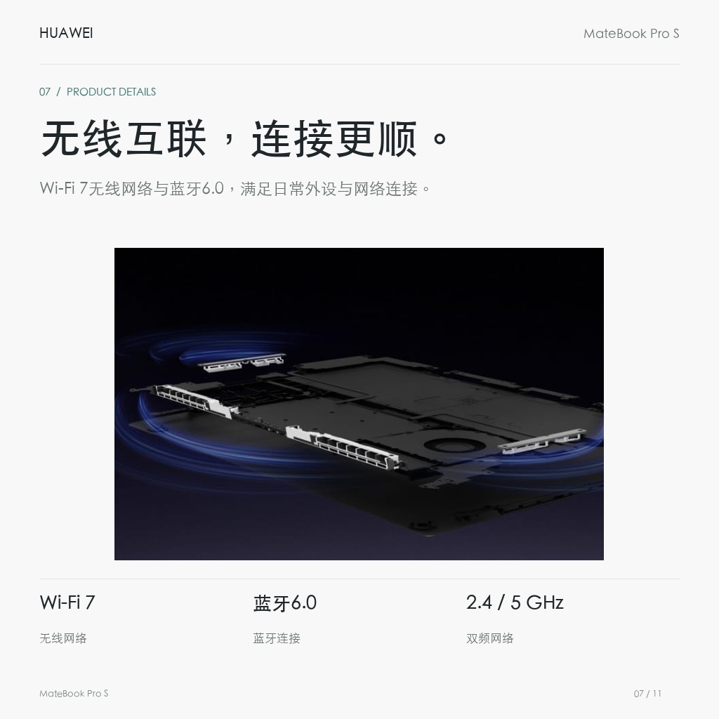 华为 MateBook Pro S 16GB+512GB 无线互联，连接更顺。