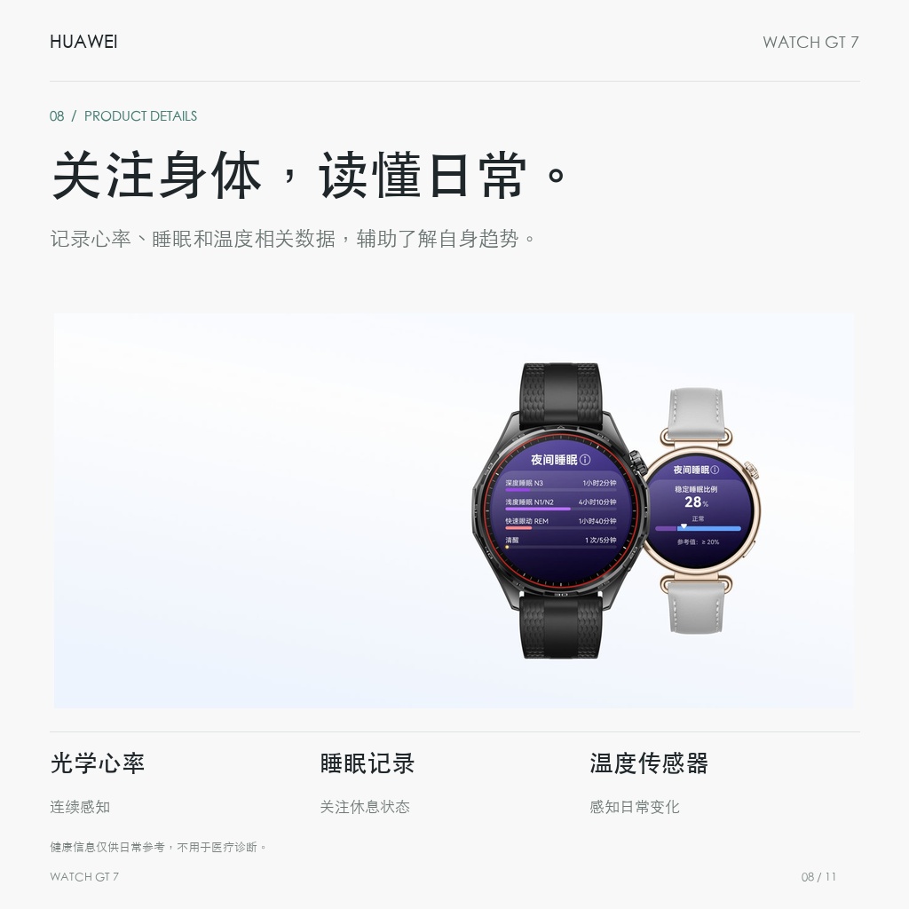 华为 WATCH GT 7 41mm 氟橡胶表带 关注身体，读懂日常。