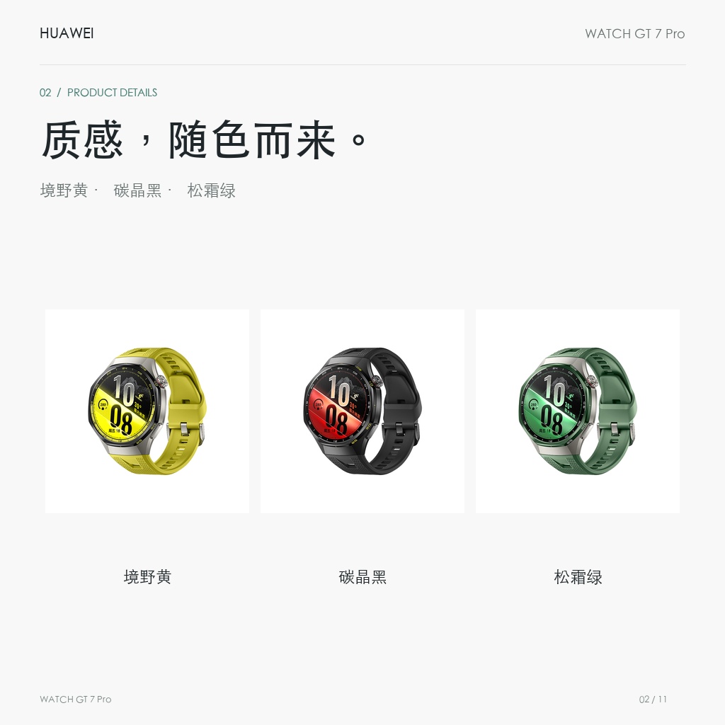 华为 WATCH GT 7 Pro 46mm 氟橡胶表带 官方颜色